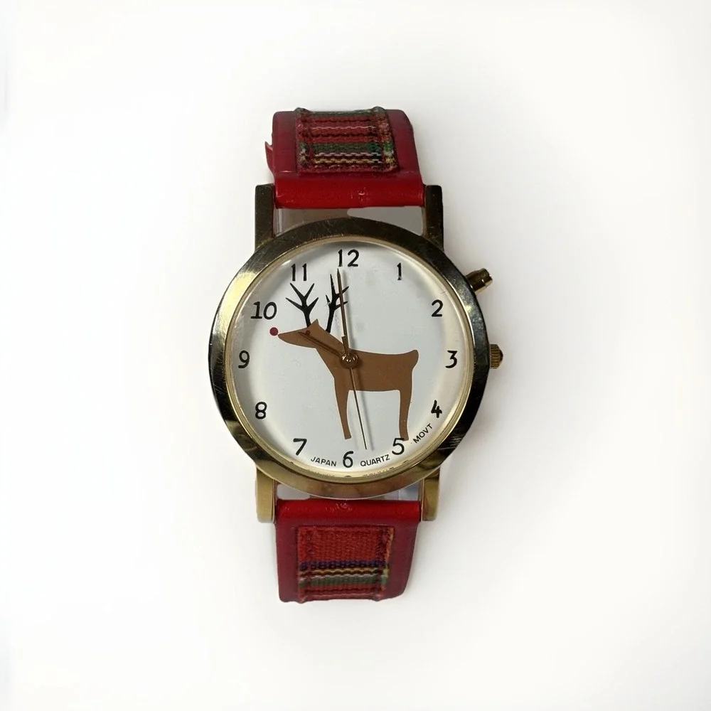 japan movt quartz Reindeer Christmas Wristwatch Women's Plays Jingle Bells